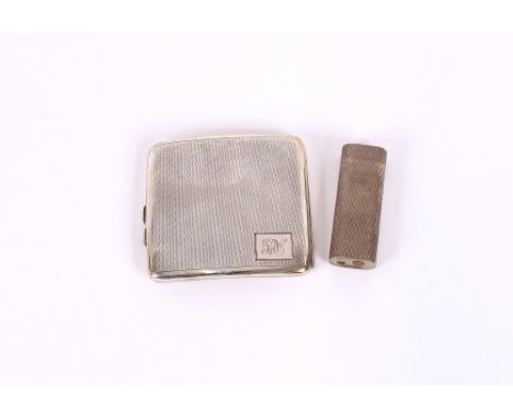A silver engine turned cigarette case, of curved form inscribed to the interior "The Homestead, Parkstone, Dorset"; and a Car