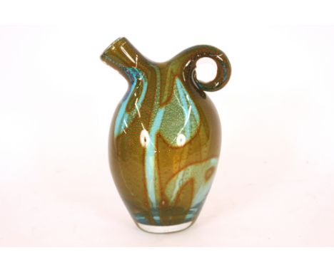 An unusual mid-20th Century Murano heavily cased biomorphic vase, with metallic inclusions, possibly by Gulio Radi, 23cm high