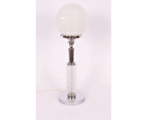 A chrome table lamp, with opaque white glass shade, 53cm high