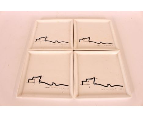 Four decorative ceramic dishes, from The Kursaal Centre, Donostia, Spain