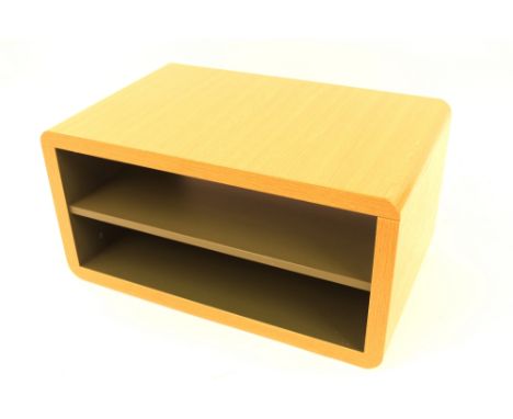 A pair of 1970's light wood curved coffee tables,&nbsp;78cm wide