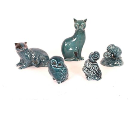 Five Poole pottery animal figures 