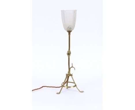 A WAS Benson type adjustable table lamp, with frosted glass shade