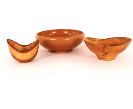 Three light wood treen bowls