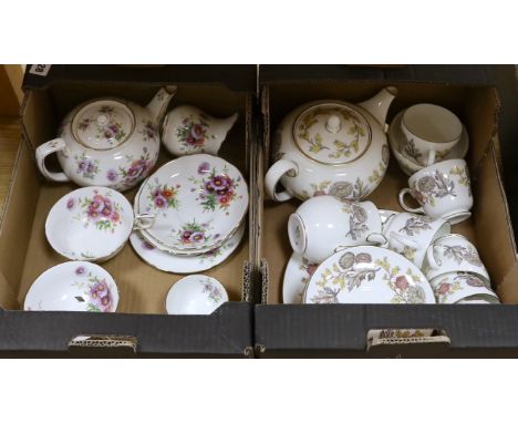 A Wedgwood Lichfield pattern part tea set and a T.Goode and co for Hammersley floral part tea set