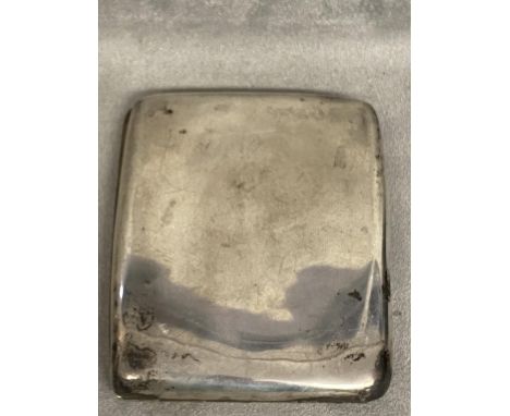 Sterling silver hip shaped cigarette case by Sampson Morden  &amp; co; An Asprey 8 day movement bedside travel clock and anot