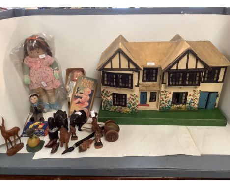 A quantity of Vintage Toys, to include a dolls house, a small dolls pram, a boxed "Marie Josh, The Plastic Baby Doll" a Mormi