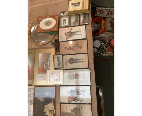 Miscellaneous vintage wares, thermos, tins, mirror, prints, pictures, old scales etc, all in used condition as found, picture