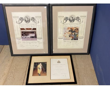 Three framed and glazed signed 'Awards' 1986 to 1991.  Including Academie Culinaire de France Filiale de Grande Bretagne Prov