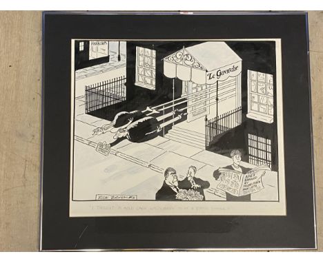 Rick Brookes "I thought a gold card was supposed to be a status symbol. 48cm x 56cm. Glass missing Provenance, consigned by t