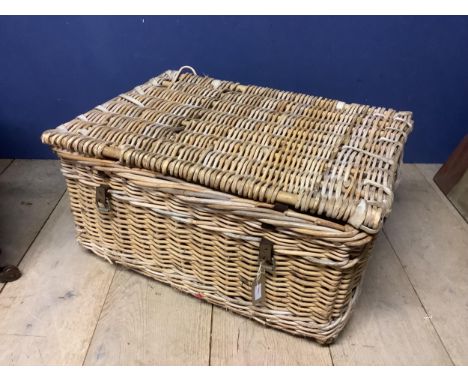 A vintage wicker laundry basket 75 x 54 36cm 