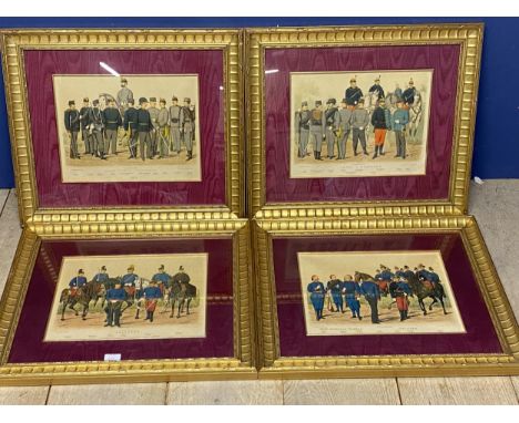 Set of 4 framed and glazed prints depicting historic German military figures 29cm x 37cm  Provenance, consigned by the Roux F