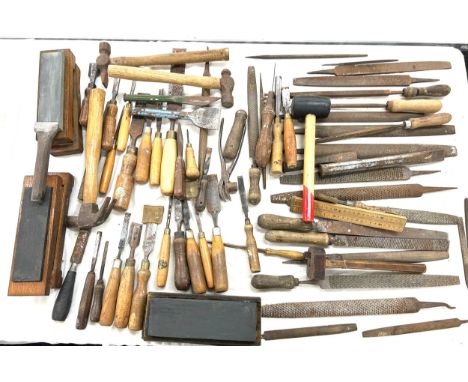 Large selection of vintage chisels and files 