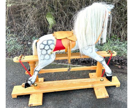 Wooden vintage rocking horse, approximate measurements: Height 43 inches, Length 51 inches, Depth 18 inches 