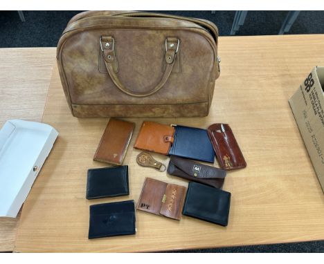 Vintage Revelation leather holdall, travel comb pouch, cigarette box etc 