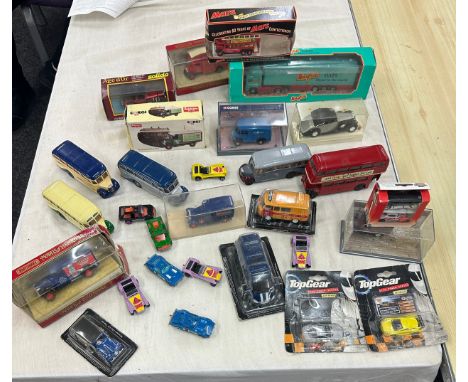 Selection of vintage and later toy cars to include Top gear cars, Corgi, Matchbox etc 