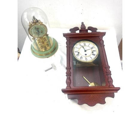 3 key hole wall hanging clock and a hand painted dome carriage clock 