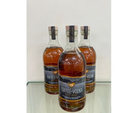 3 bottles of new and sealed Kin Vodka Toffee Vodka Spirit Drink 20.3% ABV- Vanilla and Toffee Premium Blend (700ml Bottle) 