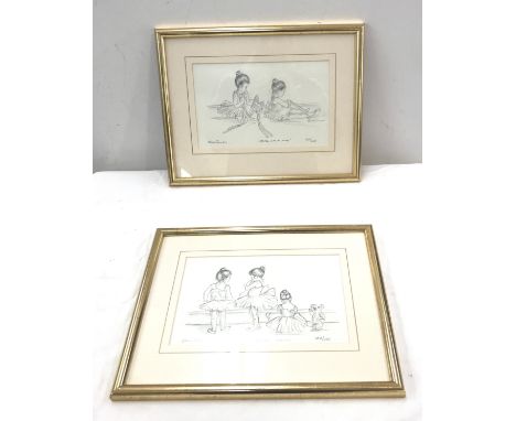 Pair of Steve O'Connell limited edition pencil sketch prints 4846 out of 5000 measures approx 11 inches tall by 14 inche wide