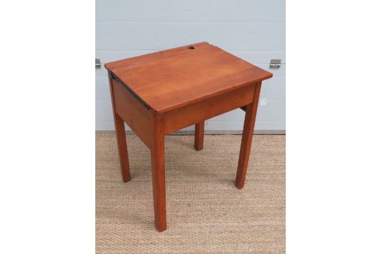 A Circa 1960 S Childs School Desk With Inkwell And Lid Lifting To