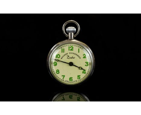 Austrian Art Deco - Duke Railway Timekeeper Pocket Watch, with Luminous Markers, Steel Snap Back, Art Deco Back Design. Size 