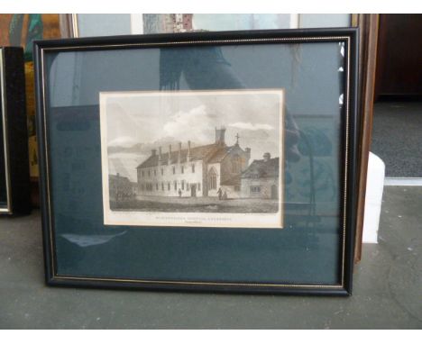 A selection of etching, engravings and prints including an engraving after J.P Neale of Sherborne Castle, an engraving of St 