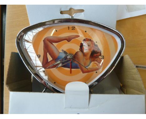 Retro alarm clock from Graham and Green with pin up and red background,new and boxed
