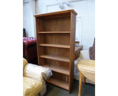A 20th century pine five shelf bookshelf, 93cmW x 189cmH