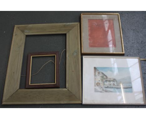 A signed print of Limoue by Wolfgang Smith, a Bruce Hafley nude study dated '96, signed lower right, a wooden empty frame, an