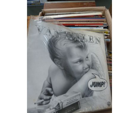 A large quantity of vinyl LPs, some 12" and 7" singles of popular music to include Van Halen, Rolling Stones, The Faces, Big 