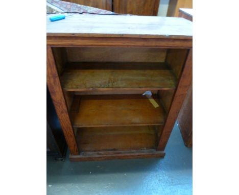 An early 20th century pine two shelf bookshelf, on plinth base, 76cmW x 38cm