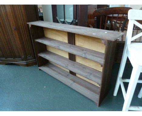 A handmade two shelf bookshelf, reeded shelves, 131cmW