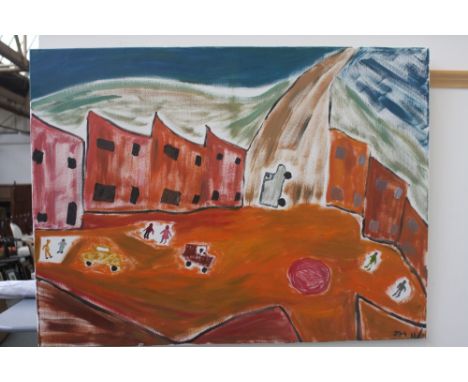 James Moynahan, Abstract street scene, unframed, 76 x 104cm