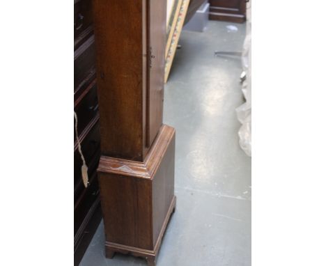 A George IV oak longcase clock case with brass finish, 205cm high