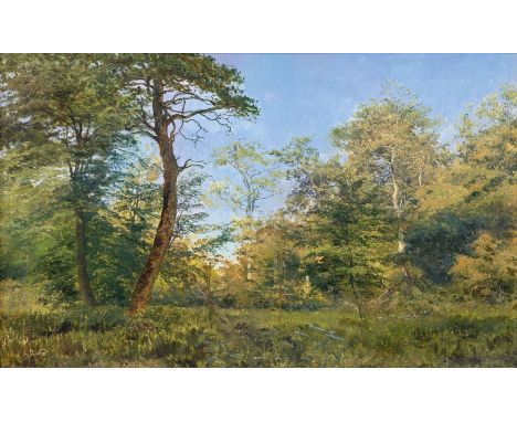 Janus la Cour (Timgaard 1837 - Odder 1909). Lichter Wald. Öl/Karton, 40,5 x 64 cm, r. u. ritzbez. JLC, verso Künstlerstempel,