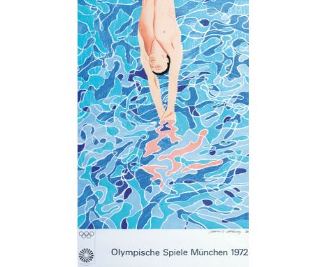 David Hockney (Bradford 1937). Olympische Spiele München. 1970. Farboffset, 99 x 62 cm, r. u. drucksign. und dat. David Hockn