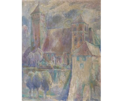 Alexander Kolde (Neuhaldensleben 1886 - Flensburg 1963). St. Georg in Rastenburg. Öl/Karton, 81,5 x 70 cm, r. u. sign. A. Kol