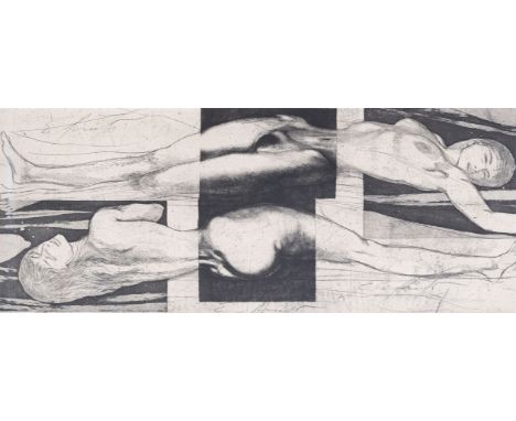 Ernst Fuchs (Wien 1930 - Wien 2015). Eva Triptychon. Radierung, Aquatinta und vernis mou, 28,5 x 70 cm, r. u. sowie u. Mitte 