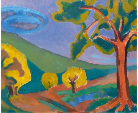 Adolf Friedrich Bechly (Hamburg 1918 - Hamburg 2005). Roter Baum. 1947. Öl/Karton, 45,5 x 54 cm, r. u. monogr. und dat. ABY 4