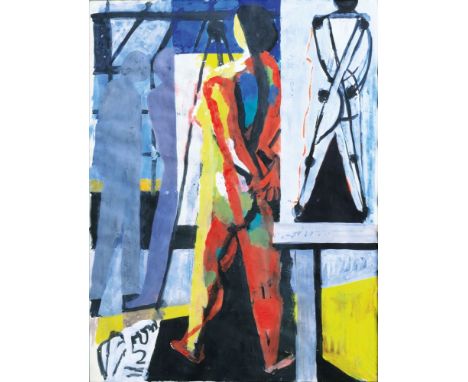 Karl Kluth (Halle/Saale 1898 - Hamburg 1972). Großes Atelier I. 1954. Gouache, 70 x 54,5 cm, r. u. monogr. und dat K54, auf d