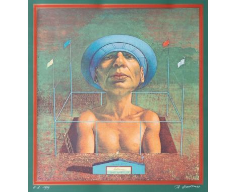 Rudolf Hausner (Wien 1914 - Mödling 1995). Adam Selbstdarsteller. 1979. Farblithographie und Siebdruck, 78 x 68 cm, r. u. han