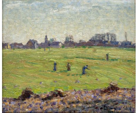 Theo Champion (Düsseldorf 1887 - Zell an der Mosel 1952). Dorf in Thüringen. 1909. Öl/Lw., 37,5 x 43,5 cm, r. u. sign. und da