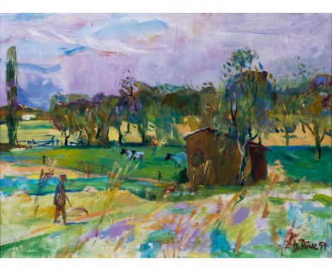 Harald Duwe (Hamburg 1926 - Tremsbüttel 1984). Hochsommer. 1954. Öl/Lw., 47,5 x 63,5 cm, r. u. sign. und dat. H. Duwe 54. - S