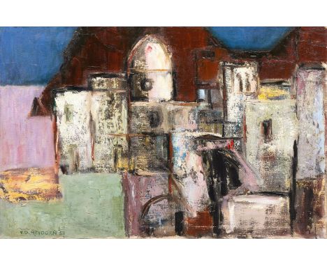 Volker Detlef Heydorn (Blankenese/Preußen 1920 - Hamburg 2004). Südliche Stadt. 1958. Öl/Lw., 65 x 97 cm, l. u. sign. und dat