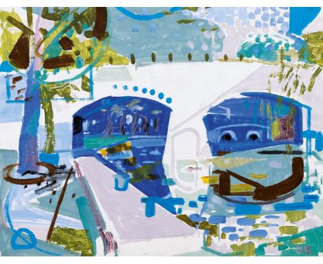 Jürgen Brandes (Itzehoe 1922 - Norderstedt 2002). Seine-Brücke in Paris. 1952. Öl/Karton/Faserplatte, 49 x 64 cm, r. u. monog