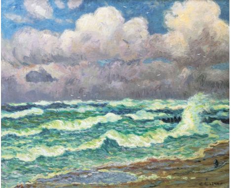 Ernst Eitner (Hamburg 1867 - Hamburg 1955). Sturm auf Sylt. Öl/Lw., 80,5 x 96,5 cm, r. u. sign. E. Eitner, verso erneut sign.