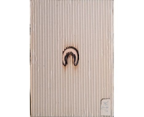 Otto Piene (Laasphe/Westfalen 1928 - Berlin 2014). Brandmarkung. Brandspur in Wellpappe, 100,5 x 71 x 3 cm, r. u. auf applizi