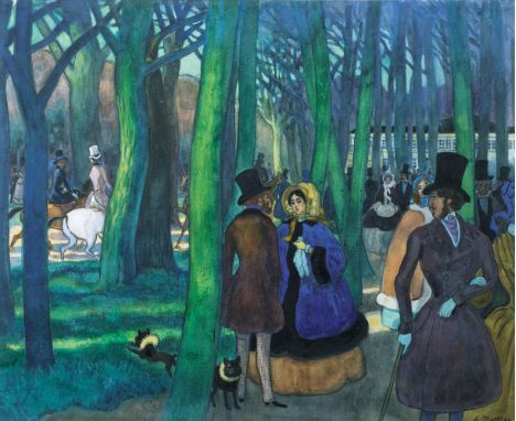 Ernst Matthes (Düsseldorf 1878 - Westfront 1918). Bois de Boulogne. Gouache, 49 x 60,5 cm, r. u. sign. E. Matthes, unter Pass