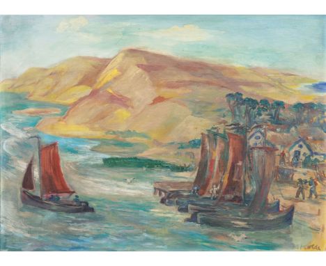 Alexander Kolde (Neuhaldensleben 1886 - Flensburg 1963). Boote in der Kurischen Nehrung. Öl/Lw., 64 x 88 cm, r. u. sign. A. K