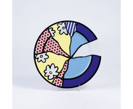 Roy Lichtenstein (New York 1923 - New York 1997). Künstler-Platzteller für Rosenthal. Um 1990. Farbserigrafie auf  Porzellan.